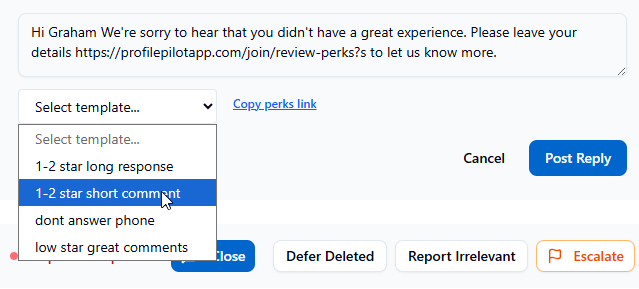Creating and Using Response Templates