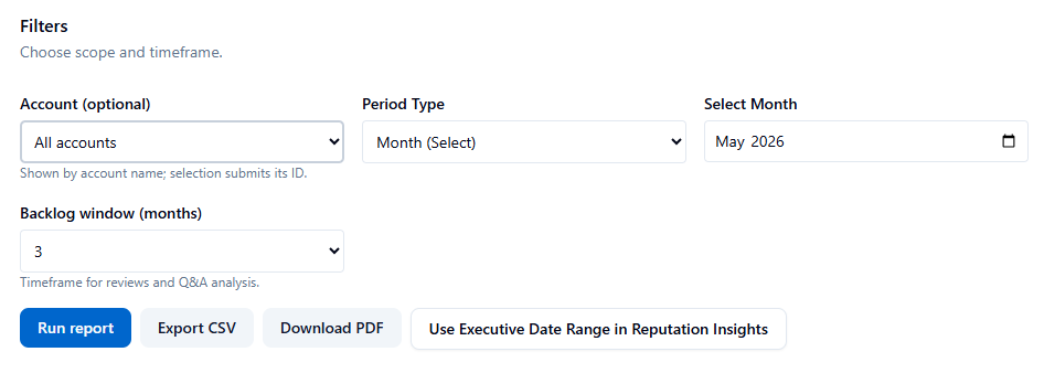 Filtering and Report Navigation
