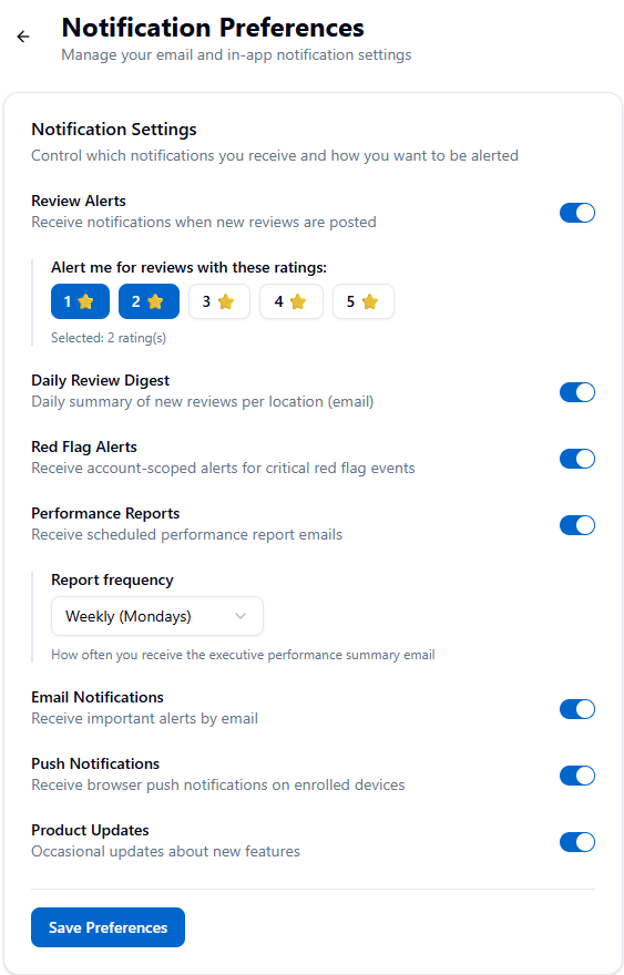 Customizing Notification Preferences